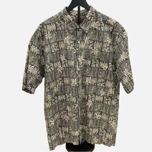 VINTAGE TORI RICHARD Men XL Black Tan Cotton Lawn Button Shirt Made In USA